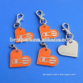 Heart shapes orange enamel Trolley Token Keyring, Coin Key tags